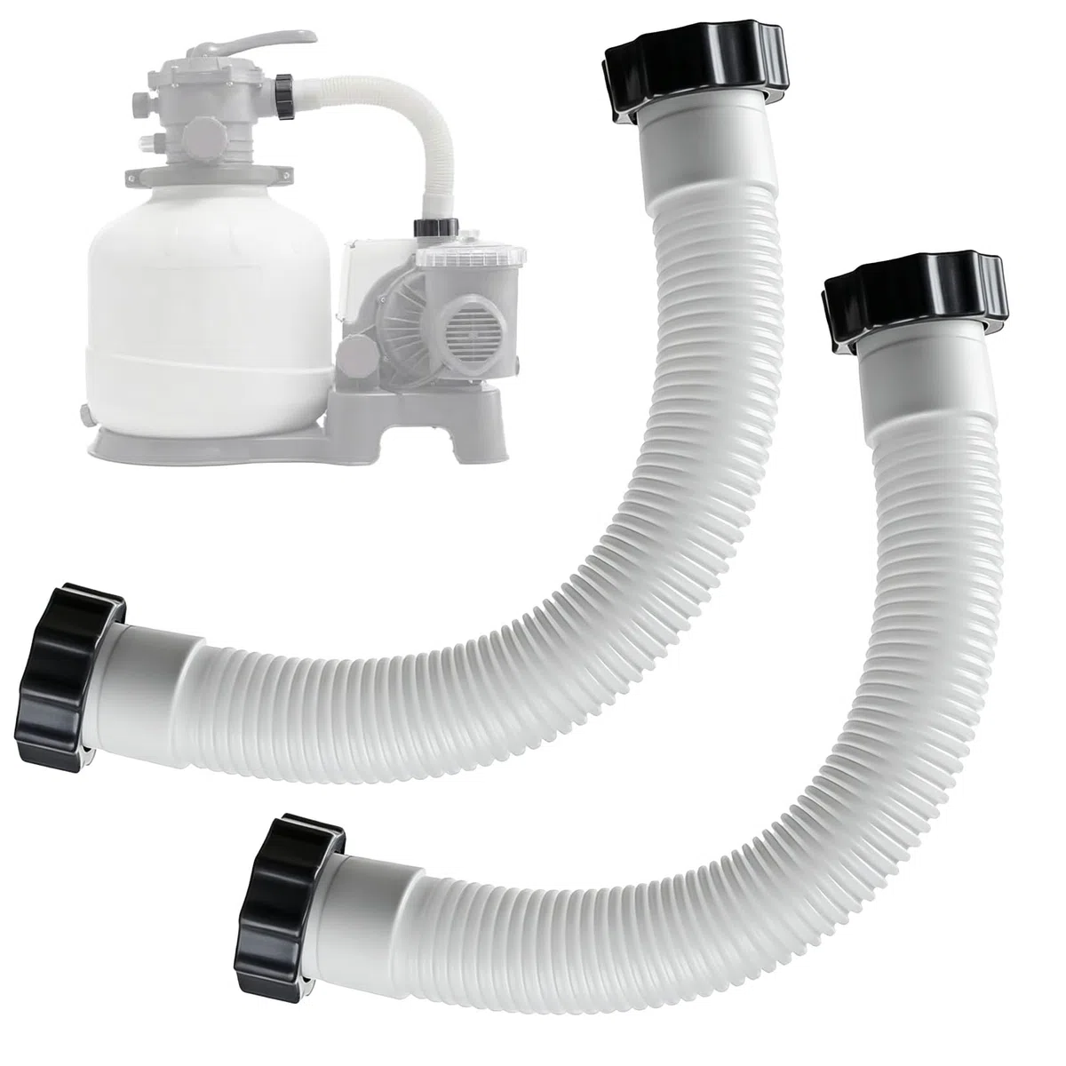 Poolschlauch 38mm 2 Stück für Intex Sandfilterpump, 40cm Pool Schlauch mit 4 Dichtungsring aus Druckfestem PE, Ersatzschlauch für Poolzubehör Intex Pools, UV- & Chlorwasserbeständig
