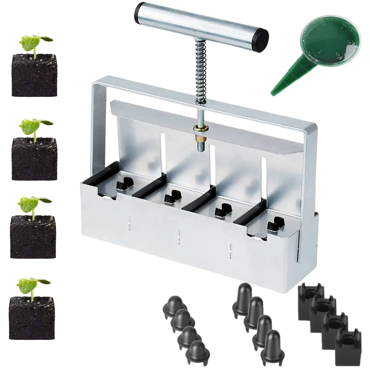 Handgehaltener Bodenblockierer 5 * 5CM Saatgut Block Macher auf einmal Erdtopfpresse Maker für Boden-Block für Saatgut Start Garten Boden Blumenerde für Outdoor-Pflanzen Anzucht