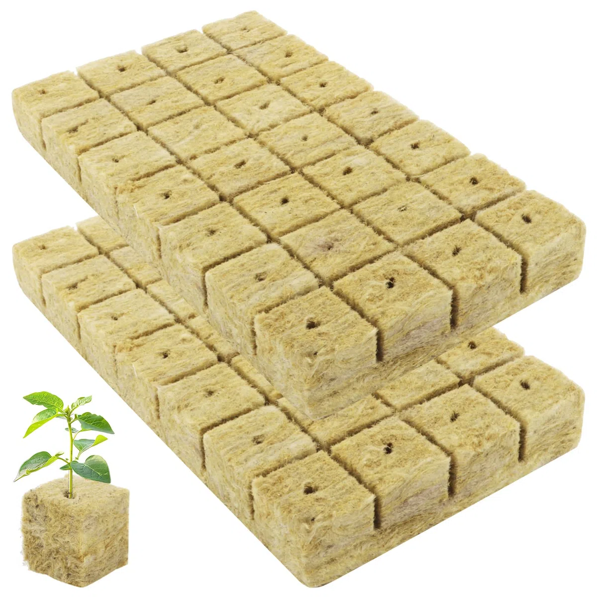 DAJAVE 112 Stück Steinwolle Anzucht Würfel 4x4x4cm, Rockwool Cubes für Hydroponic Anzucht, Stecklinge und Klonpflanzen, Umweltfreundlich mit Guter Luftdurchlässigkeit