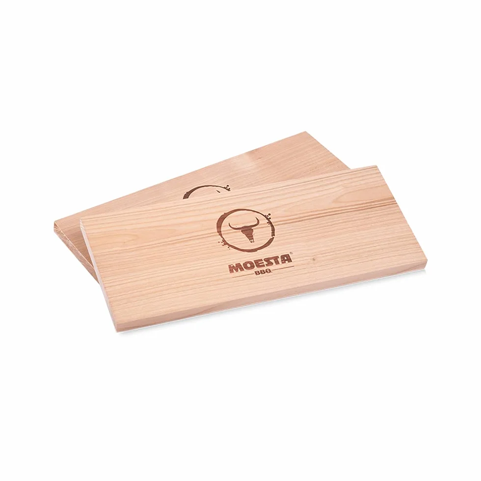 MOESTA-BBQ 10682 HolzPlanke XXL 2er Set aus Erlenholz - Wiederverwendbare Räucherbretter ohne Rinde in Übergröße