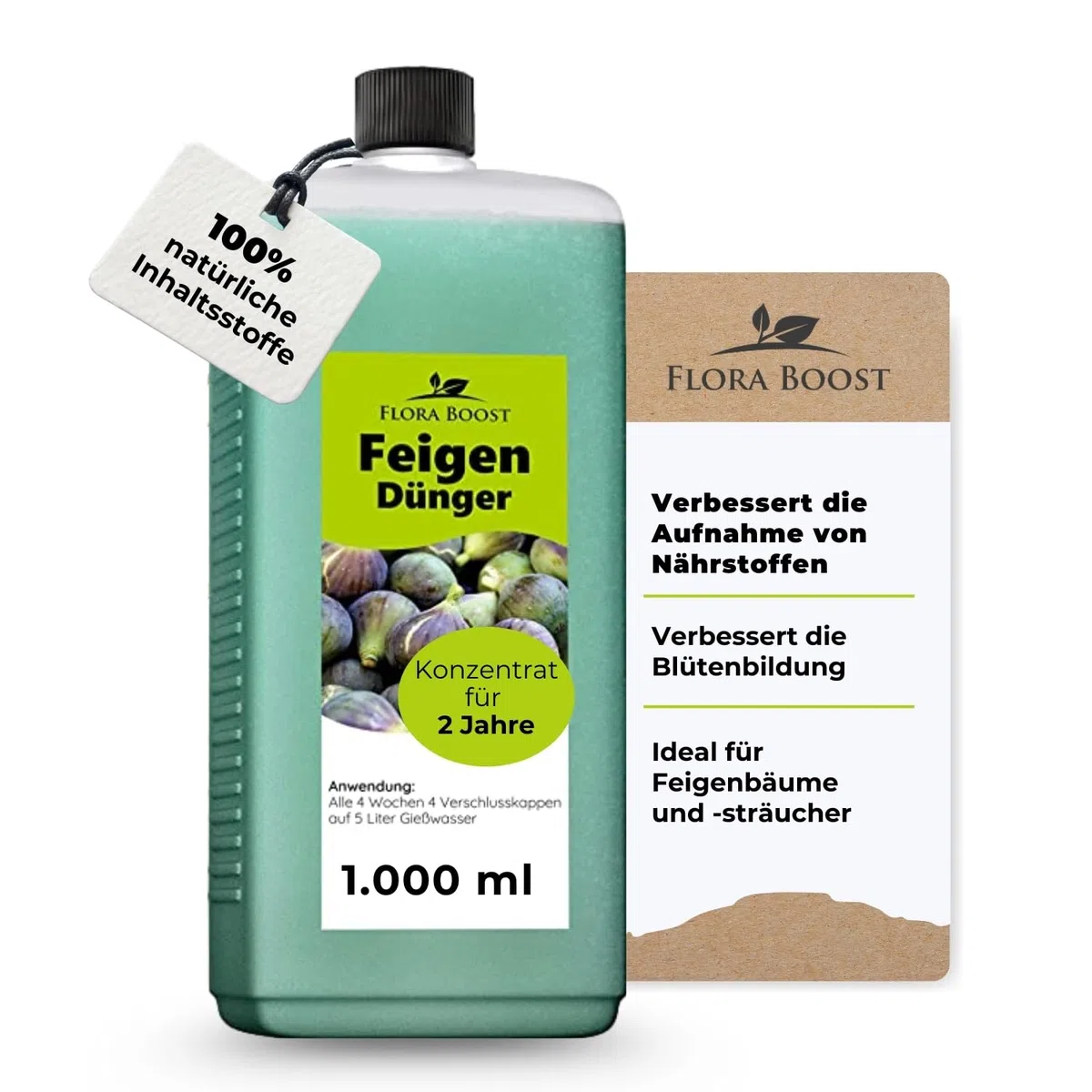 Feigenbaum Dünger Flora Boost 1000ml I Für bis zu 200L Gießwasser I Feigen Dünger für Indoor- & Outdoorbereich I Flüssiger Blatt- & Wurzeldünger I 100% natürlicher Pflanzendünger