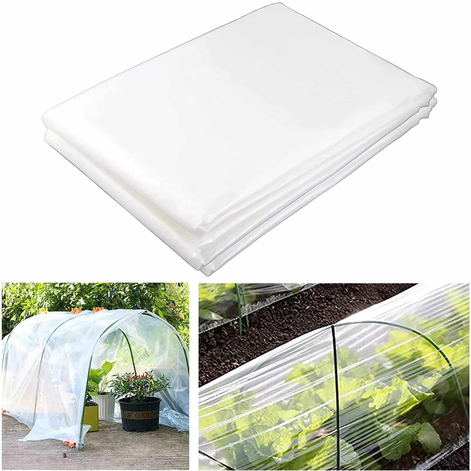 PALUDO 2 x 10M Extra Dick Polyethylen Folie Transparent Gewächshausfolie Plastikfolie Staubschutzfolie Reißfest Gartenfolie aus Polyethylen für Gartenarbeit Treibhaus Folientunnel (250Mu / 1000G)
