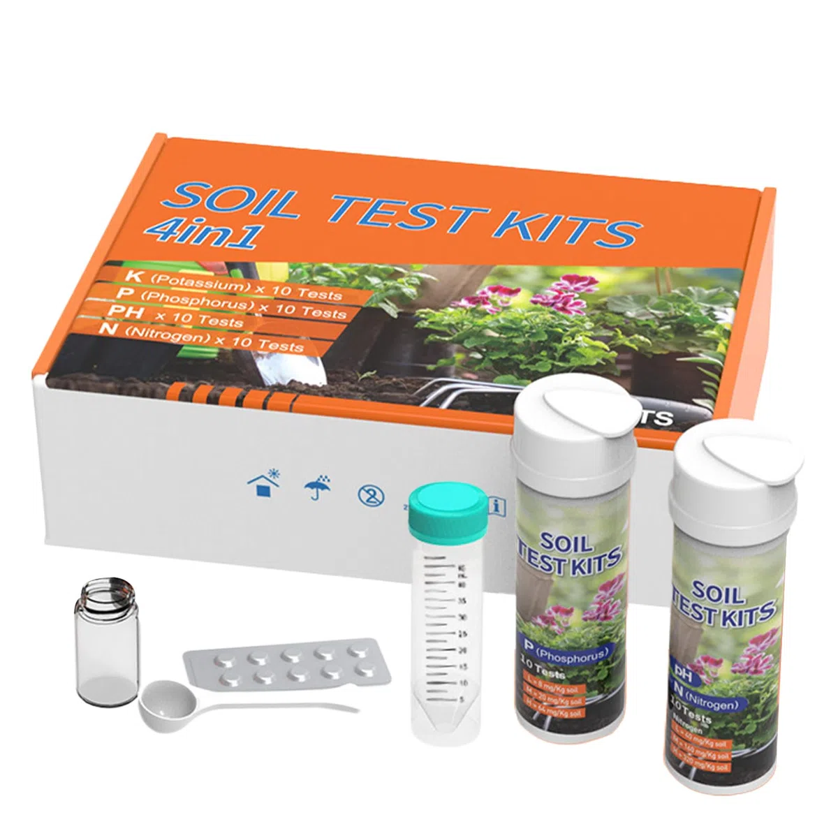 Bodenanalyse-Set – 4-in-1-Bodentester für Nährstoffe, Nährstoffanalysegerät, Gartenbedarf, Nährstoffanalysator für Blumen und Gemüse | für Weinreben, Bauernhöfe, Rasen