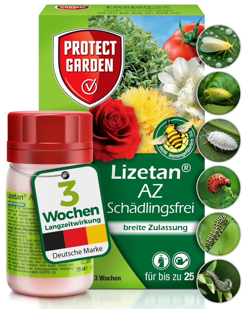 PROTECT GARDEN Lizetan AZ Schädlingsfrei, gegen Schädlinge an Zierpflanzen, Rosen, Gemüse und Obst, 75 ml Konzentrat