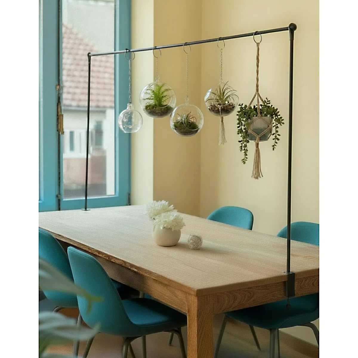 Tisch Deko Stange Klemme Gestell Deko Metall schwarz ausziehbar Tafel 115,5-210 cm