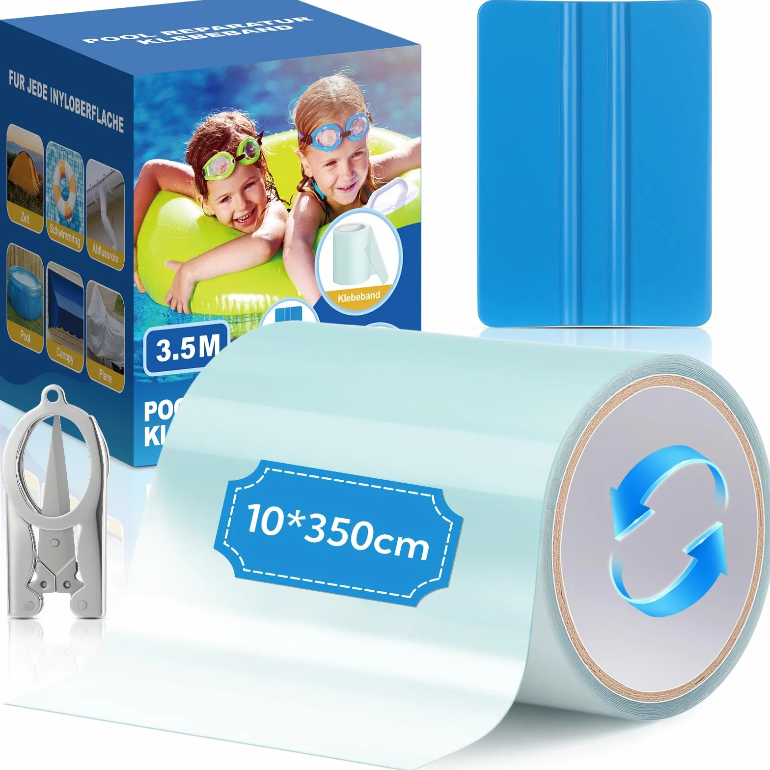 Pool Reparaturset Unterwasser,10cmX350cm PVC Pool Flicken Unterwasser Selbstklebend, Wasserdichtes Flickzeug Pool Klebeband Transparentes, Flex Tape für Pool Poolfolie Schlauchboot Luftmatratze