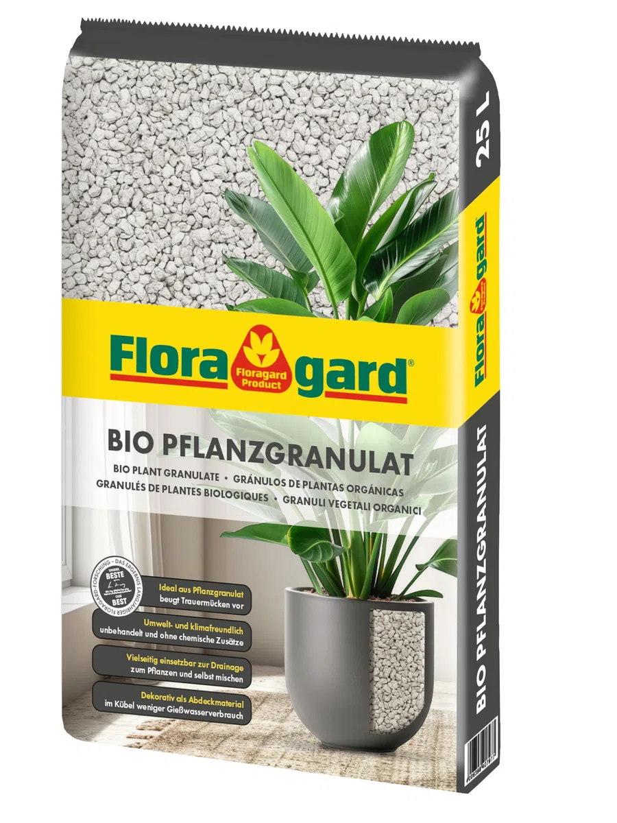 Floragard Bio Pflanzgranulat - Mineralisches Bims Drainagematerial 8-16 mm – Perfekte Drainage für Pflanzen, Kübel & Garten – Nachhaltig, CO2-freundlich, Ideal für gesunde Wurzeln - 1x25 Liter