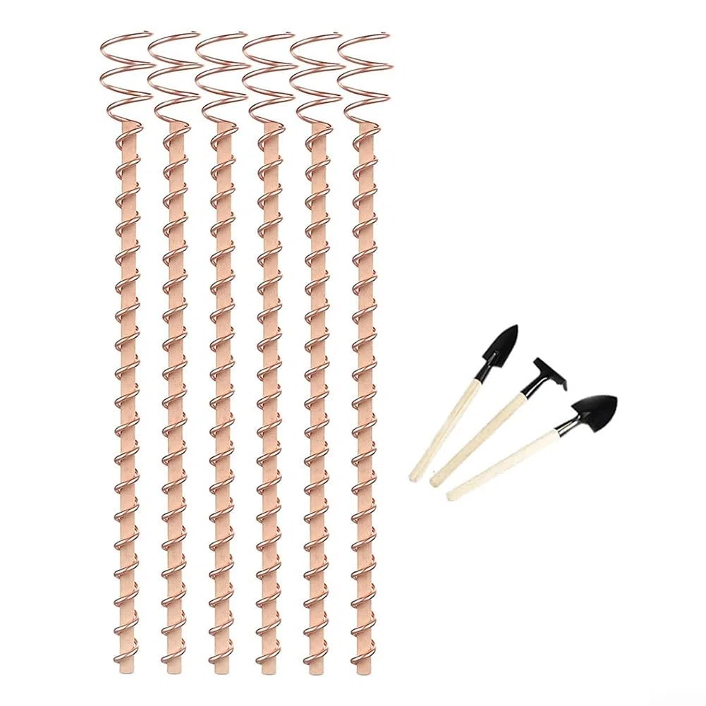 Kupferspulen-Antennen, 6 Stück, 30,5 cm, Elektrokultur-Pflanzenpfähle, Kupferspulen-Antennen, Gartenarbeit, Kupferspulen zum Pflanzen