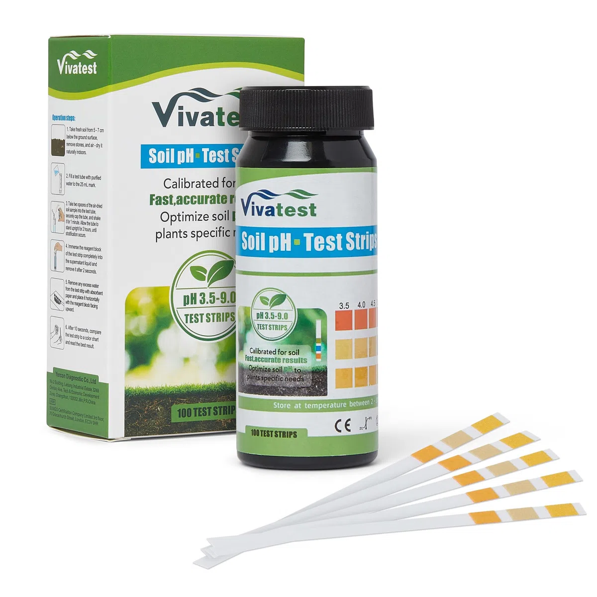 Boden-pH-Test-Set – 100 Stück 3,5–9,0 Bereich Boden-pH-Tester, idealer Pflanzenbewässerungsanzeiger, Pflanzenmarkierungen – einfach zu bedienen und genaue Ergebnisse – geeignet für Obst und